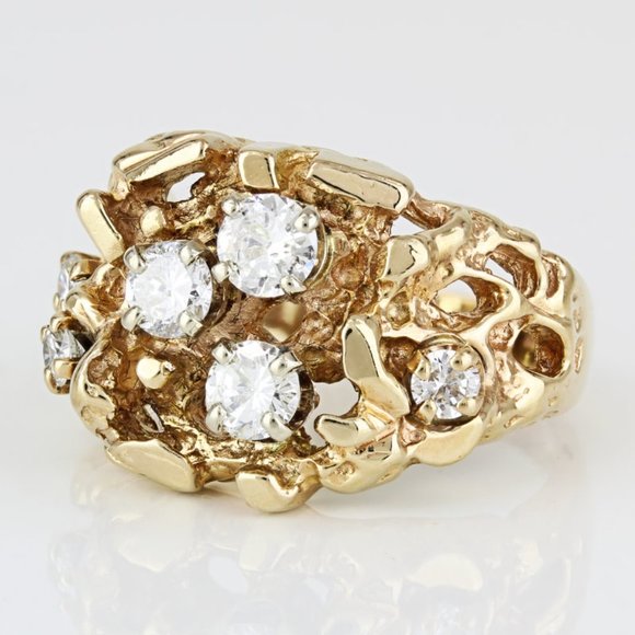 Vintage 14k Rose Gold Diamond Nugget Cocktail Ring by Magic Glo - Picture 4 of 9